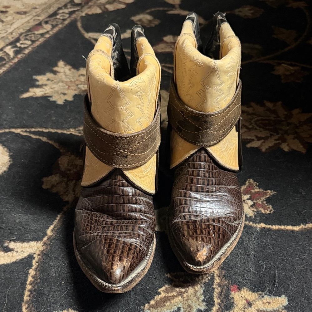 Brown and Tan Ankle Boots